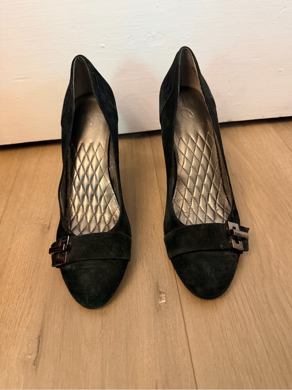 Easy Spirit Black Suede Women's Pumps with Buckle Accent